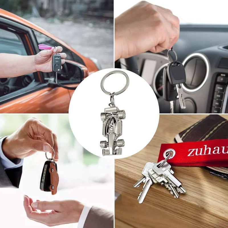 Silver Racing Car Keyring, Perfect Fathers Day, Birthday, Christmas for Fans of Racing, 1 Pcs Sport F1 Keyring Key Chain, Key Ring Accessory Formula 1 Gifts for Boy or Men, Silver, 4*2*1 - Image 3