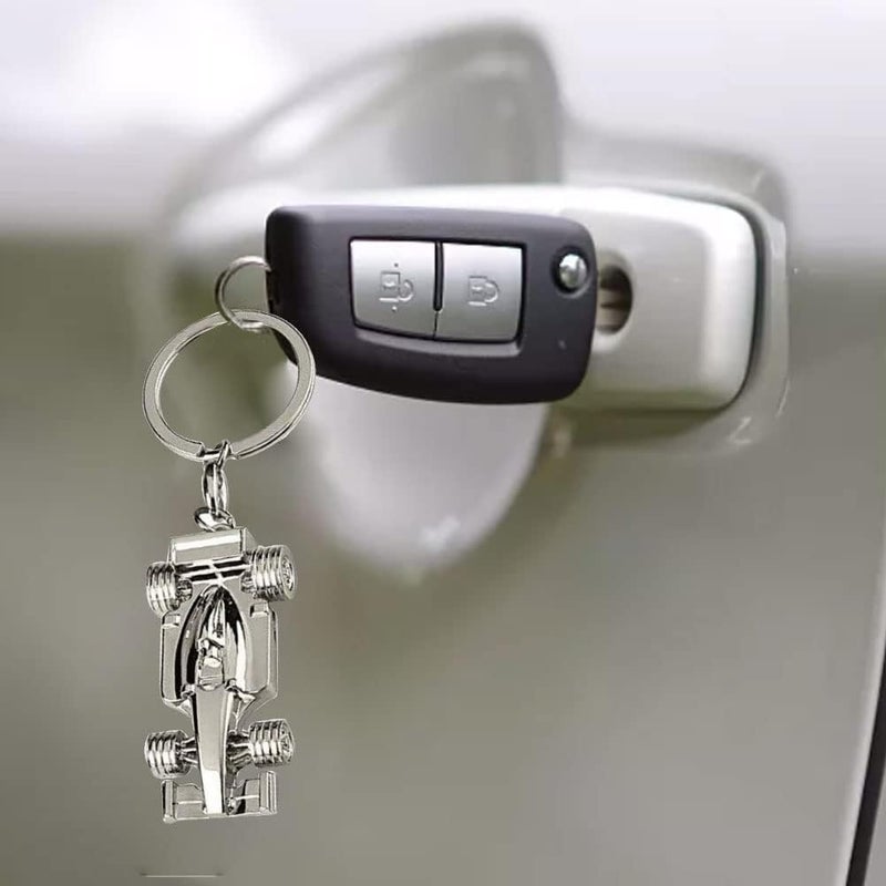 Silver Racing Car Keyring, Perfect Fathers Day, Birthday, Christmas for Fans of Racing, 1 Pcs Sport F1 Keyring Key Chain, Key Ring Accessory Formula 1 Gifts for Boy or Men, Silver, 4*2*1 - Image 1