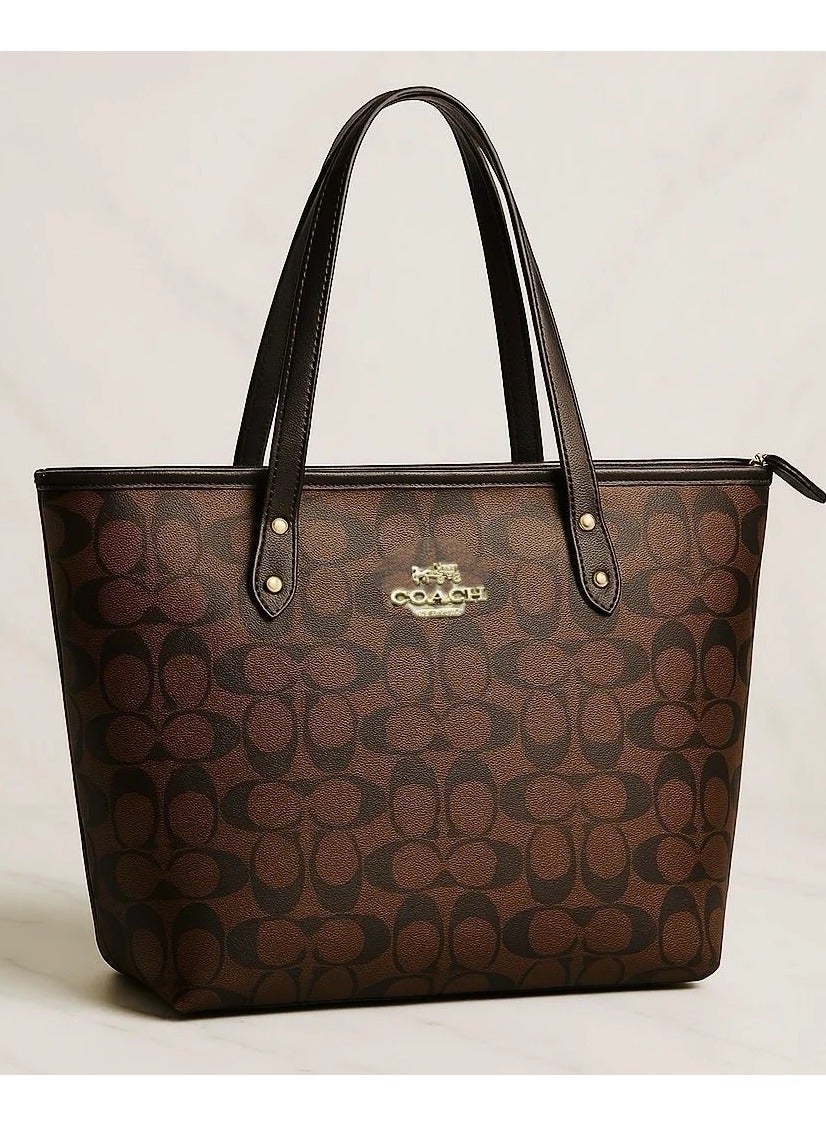 coachoutlet Coach City Zip Tote Bag In Signature Canvas, Women's