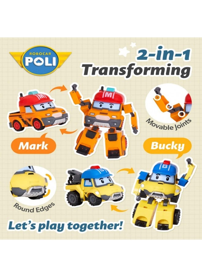 Robocar Poli Robocar Poli Bucky Transforming Robot, 4" Transformable Action Toy Figure Mountain Rescue Car Vehicles For Kids  - Image 1