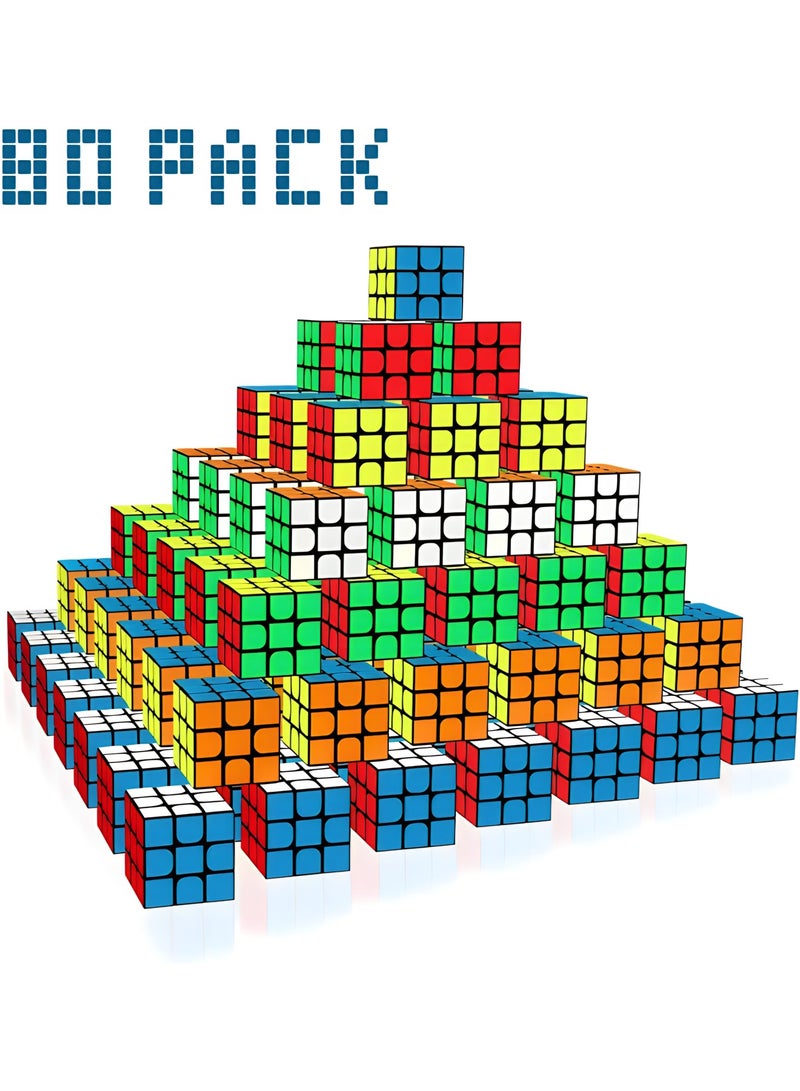 MAGIC VAULT Mini Cube Puzzle Party Favors for Kids - 80 Pack Magic Cube Party Puzzle Game Toys Classroom Rewards & School Prize for Students - Stress Relief Toys Goody Bag Filler Birthday Gift  - Image 1