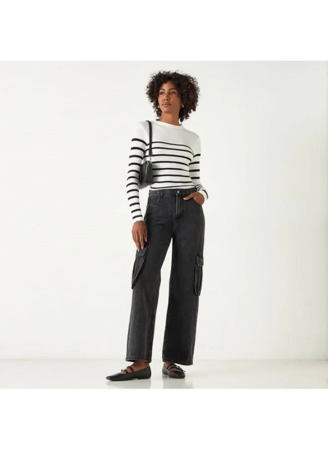 2Xtremz 2Xtremz Striped Sweater with Round Neck and Long Sleeves