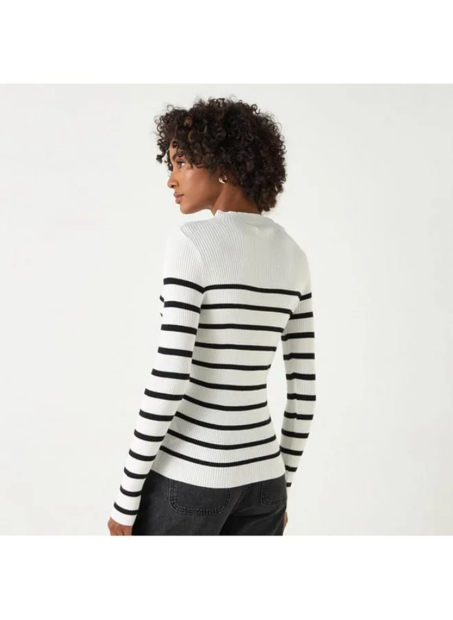 2Xtremz 2Xtremz Striped Sweater with Round Neck and Long Sleeves