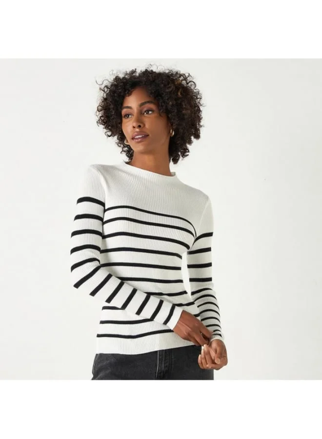 2Xtremz 2Xtremz Striped Sweater with Round Neck and Long Sleeves