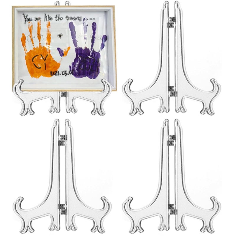 LonlyEagle 4 Pack 12 Inch Clear Plastic Easels or Stand/Plate Holders to Display Pictures or Other Items at Weddings, Plate Stands for Home Decoration, Birthday, Tables - Image 1