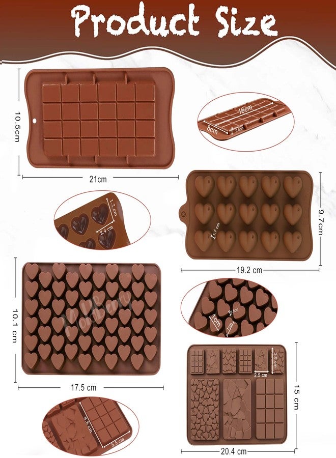 MoldBerry Silicone Chocolate Mould Combo Pack of 4 | 9 Cavity Chocolate Bar, 15 Heart Mold, 55 Mini Heart Mold & Kunafa Chocolate Bar Mould | Reusable Non-Stick Baking & Candy Making Molds - Image 2