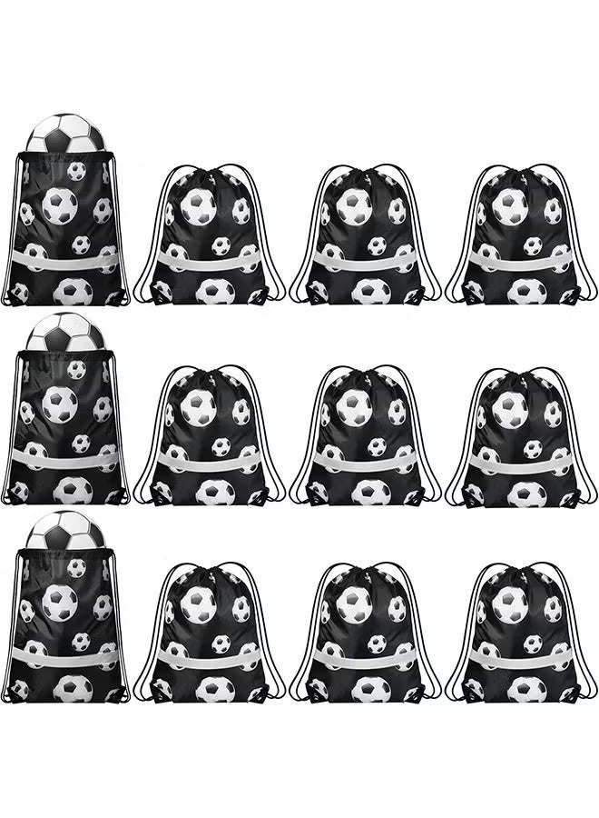 عربست 12 قطعة من أكياس كرة القدم الحبلية، حقيبة ظهرية بحبل سحابي مع شريط عاكس للضوء، أكياس فريق كرة القدم الحبلية، لألعاب الفرق الرياضية واليوغا والرقص والسباحة والمستلزمات - Image 1