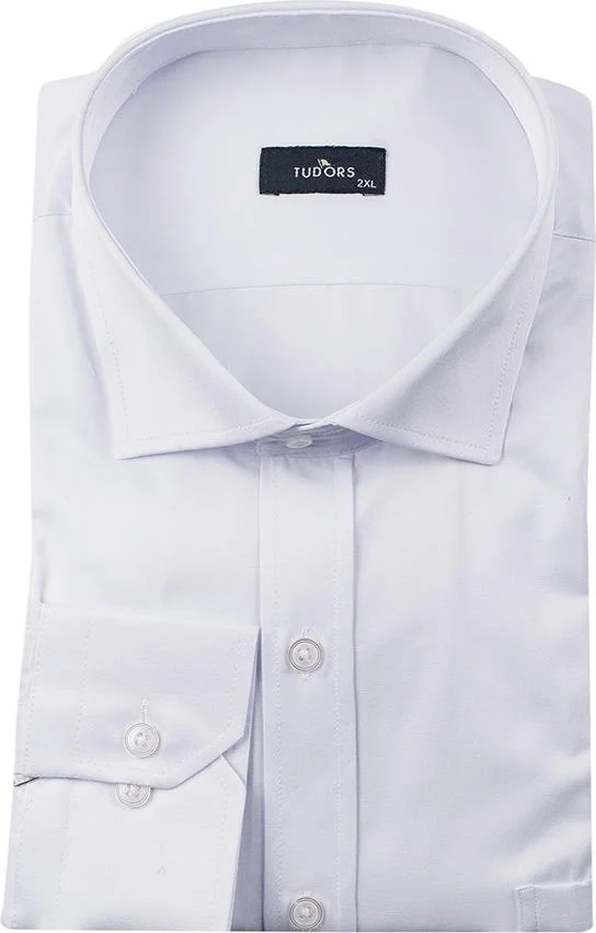تودورس Plus Size Long Sleeve Plain White Shirt