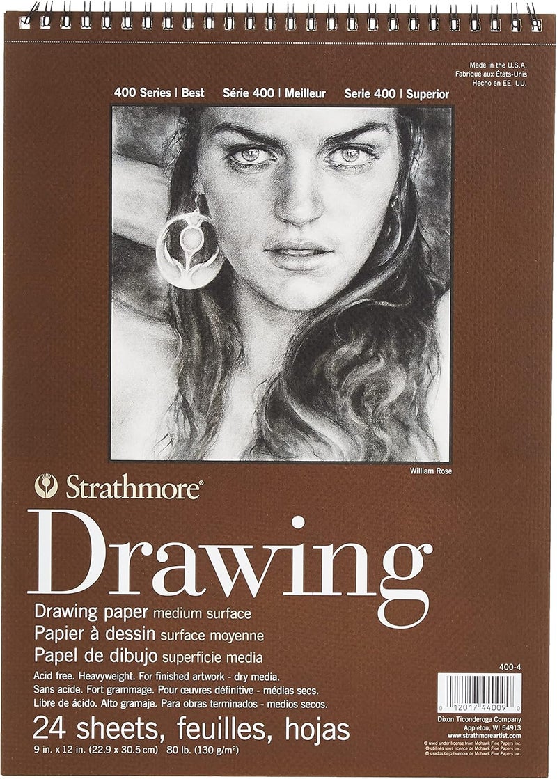 Strathmore 400 Series Drawing Pad, 9"x12", Ivory/Cream, 24 Sheets - Medium Surface Drawing Paper - Image 1