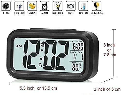 CBK Digital Alarm Clock with Automatic Sensor, Date and Temperature Display, Compact Desk Table Clock for Students, Home, Office, Bedroom, Living Room,Home Decor, Corporate Use(Black Alarm Clock) - Image 3