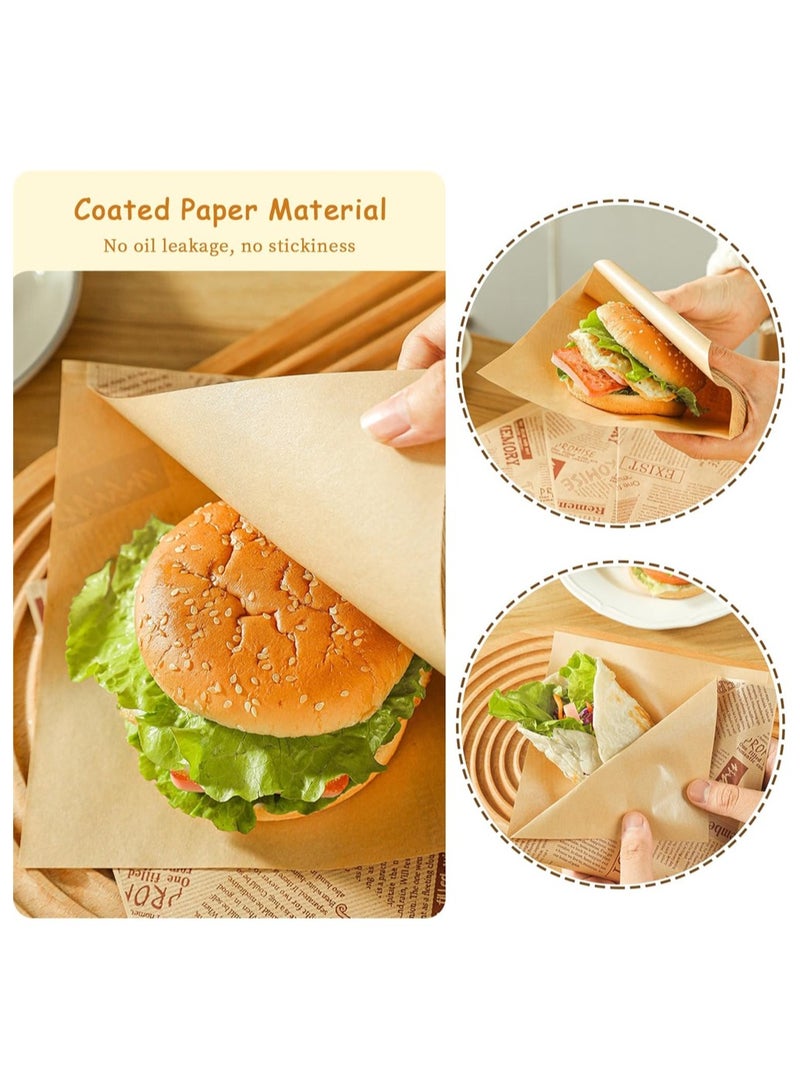 KASTWAVE 100pcs Triangle Paper Bag for Food Wrapping, Disposable Burger Sandwich Bread Snacks Greaseproof Wrapping Paper Bag, No Need to Fold, Non-Stick (18x18cm) - Image 4