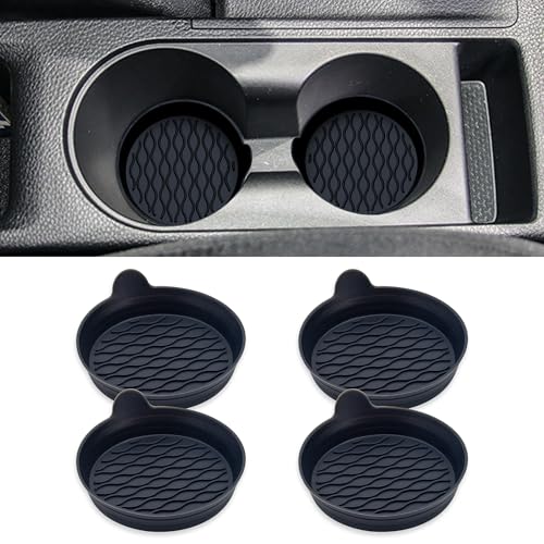 Couslcd 4PCS Car Cup Holder Coasters Universal Silicone NonSlip Insert Cup Coasters Soft Wave Pattern Cup Holders Car Interior Accessories for SUV Truck RV Black - Image 1