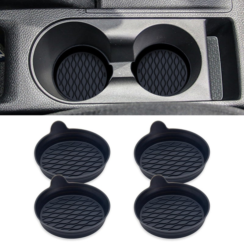 Couslcd 4PCS Car Cup Holder Coasters Universal Silicone NonSlip Insert Cup Coasters Soft Wave Pattern Cup Holders Car Interior Accessories for SUV Truck RV Black - Image 3