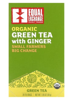 Equal Exchange Organic Green Tea with Ginger 20 Tea Bags 1.05 oz (30 g) 