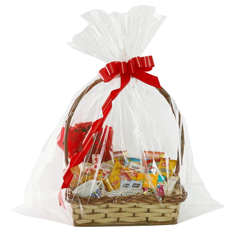 Morepack Extra Large Cellophane Bags for Gift Baskets 35x47 Inches Jumbo Big Clear Cellophane Bags 20 Pieces