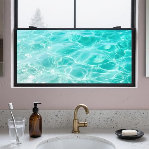 IVN Privacy Window Film Decorative Clear Water Ripples, Static Cling Window Film for Bathroom Living Room Door Panel 39.3×17.7 Inch - Image 1