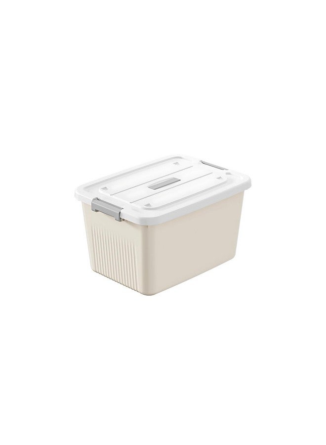 KREPS® Plastic Storage Bins With Latching Lids Stackable Containers, Large Storage Box For Bedroom, Basement, Classroom, Camping, Office (CREAM, SMALL - 9.5 X 7 X 5.5 INCH, PACK OF - 1) - Image 1
