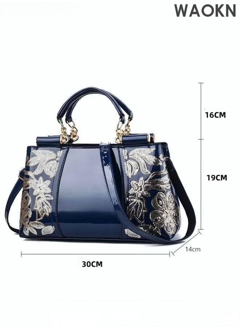 دبليو أيه أو كي أن حقيبة يد نسائية أنيقة بمقبض علوي ونمط رائع، حقيبة كتف كبيرة الحجم بحزام قابل للتعديل وسحاب إغلاق، حقيبة كروس أنيقة وعصرية للسيدات، مثالية للمواعيد والتسوق والاستخدام اليومي. - Image 3