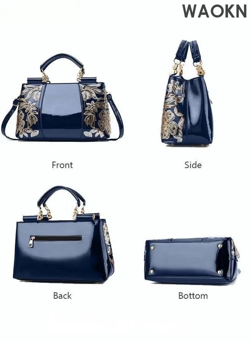 دبليو أيه أو كي أن حقيبة يد نسائية أنيقة بمقبض علوي ونمط رائع، حقيبة كتف كبيرة الحجم بحزام قابل للتعديل وسحاب إغلاق، حقيبة كروس أنيقة وعصرية للسيدات، مثالية للمواعيد والتسوق والاستخدام اليومي. - Image 5