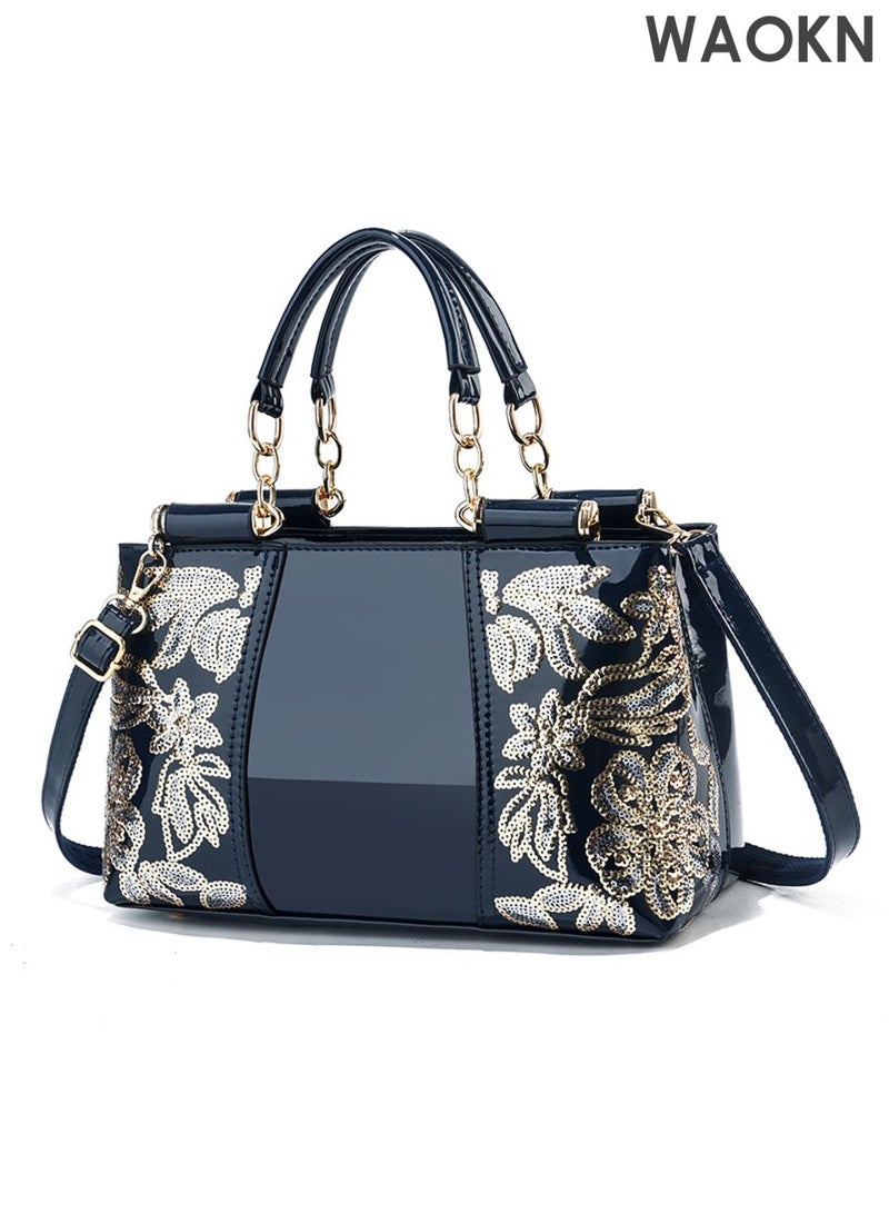 دبليو أيه أو كي أن حقيبة يد نسائية أنيقة بمقبض علوي ونمط رائع، حقيبة كتف كبيرة الحجم بحزام قابل للتعديل وسحاب إغلاق، حقيبة كروس أنيقة وعصرية للسيدات، مثالية للمواعيد والتسوق والاستخدام اليومي. - Image 1