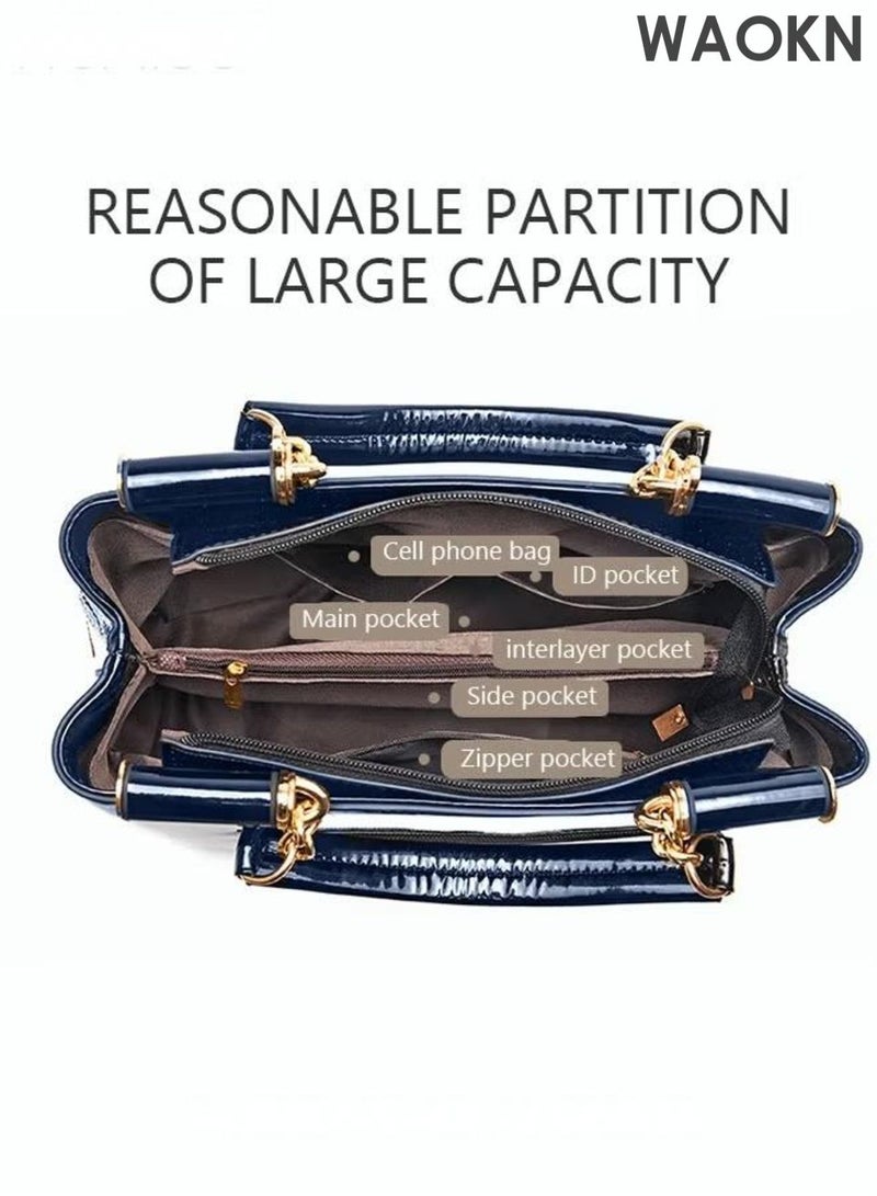 دبليو أيه أو كي أن حقيبة يد نسائية أنيقة بمقبض علوي ونمط رائع، حقيبة كتف كبيرة الحجم بحزام قابل للتعديل وسحاب إغلاق، حقيبة كروس أنيقة وعصرية للسيدات، مثالية للمواعيد والتسوق والاستخدام اليومي. - Image 4