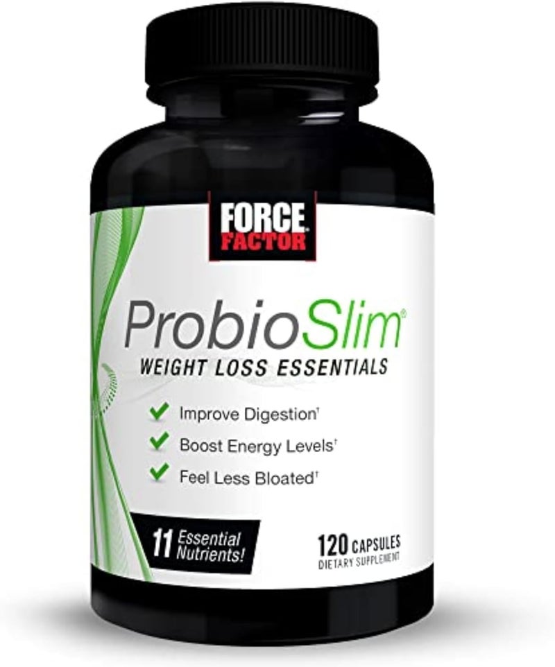 FORCE FACTOR ProbioSlim Weight Loss Essentials Complete Daily Digestive Health and Weight Loss Probiotic Supplement for Women and Men with Electrolytes and Green Tea Extract 120 Capsules - Image 1