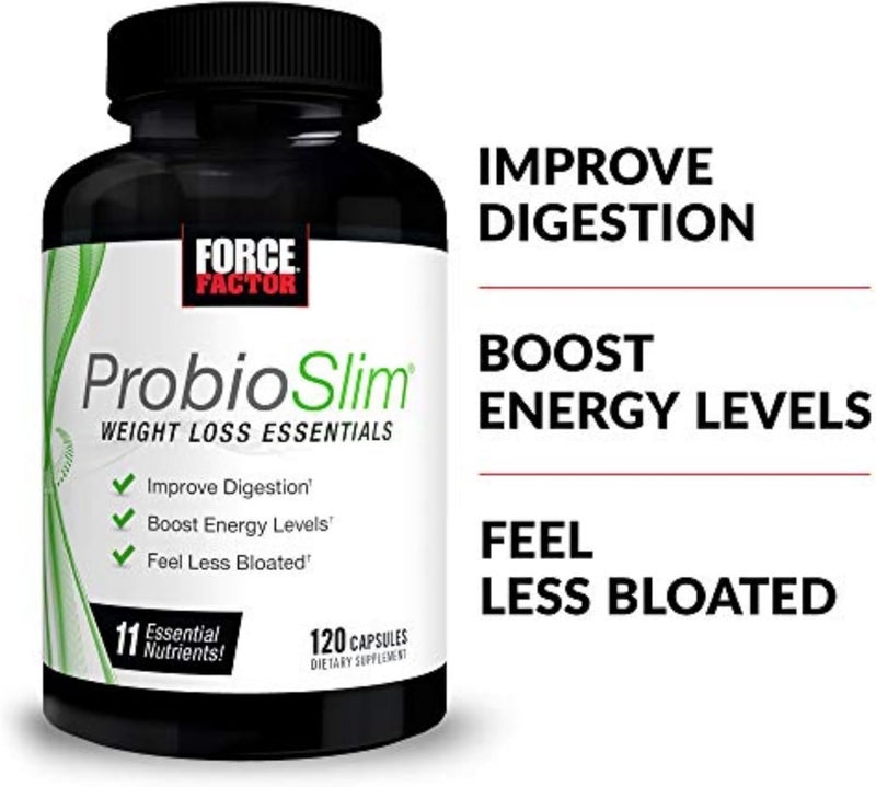 FORCE FACTOR ProbioSlim Weight Loss Essentials Complete Daily Digestive Health and Weight Loss Probiotic Supplement for Women and Men with Electrolytes and Green Tea Extract 120 Capsules - Image 2