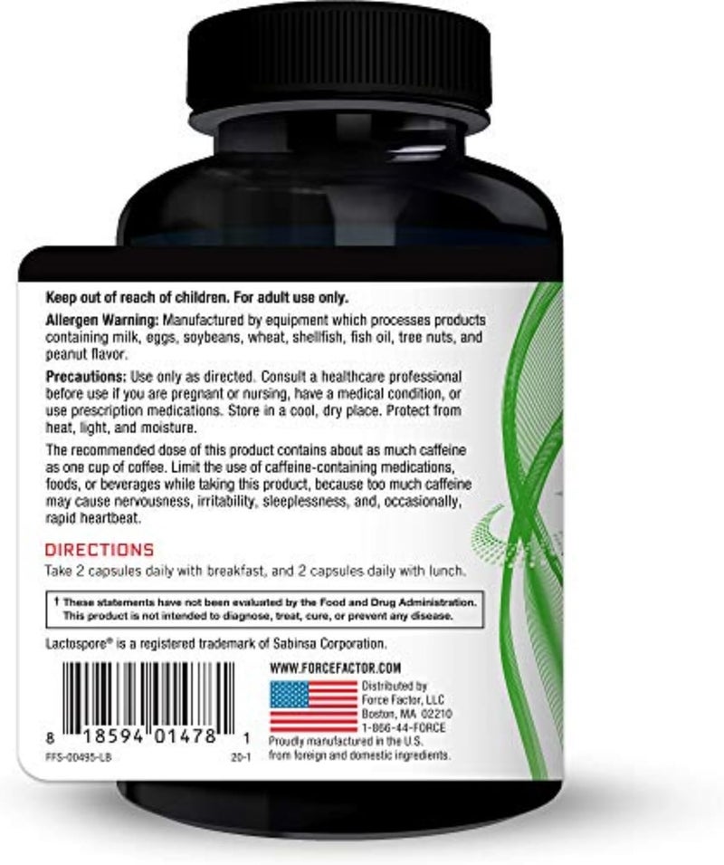 FORCE FACTOR ProbioSlim Weight Loss Essentials Complete Daily Digestive Health and Weight Loss Probiotic Supplement for Women and Men with Electrolytes and Green Tea Extract 120 Capsules - Image 3