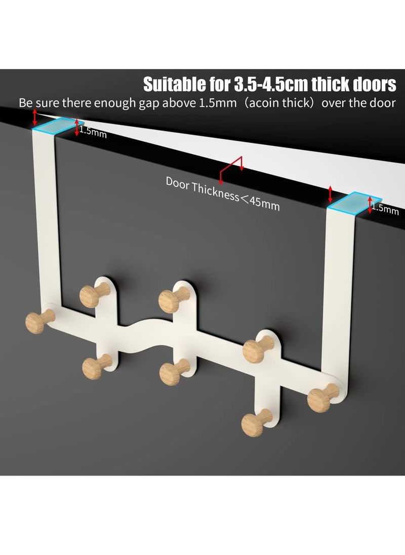 Door Hooks, Heavy-Duty Over Door Hanger with 8 Hooks for Hanging Coat Towel Bag Robe Hat, Over Door Coat Hooks for Bedroom Bathroom Kitchen (White) - Image 5