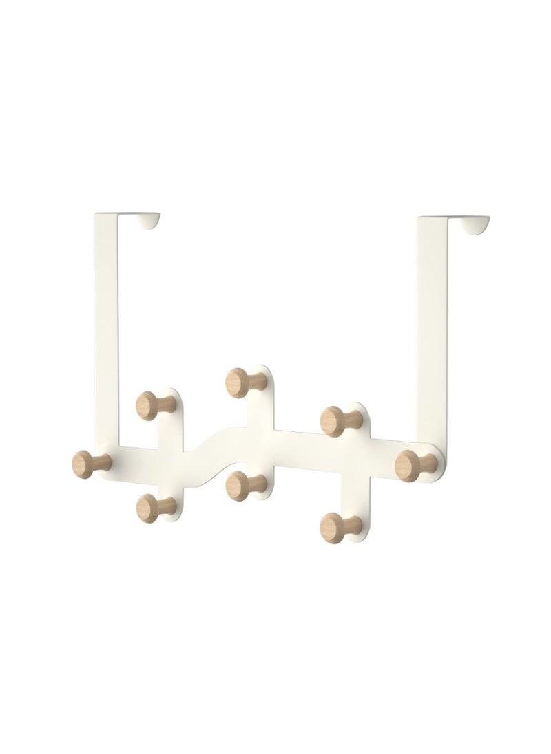 Door Hooks, Heavy-Duty Over Door Hanger with 8 Hooks for Hanging Coat Towel Bag Robe Hat, Over Door Coat Hooks for Bedroom Bathroom Kitchen (White) - Image 1