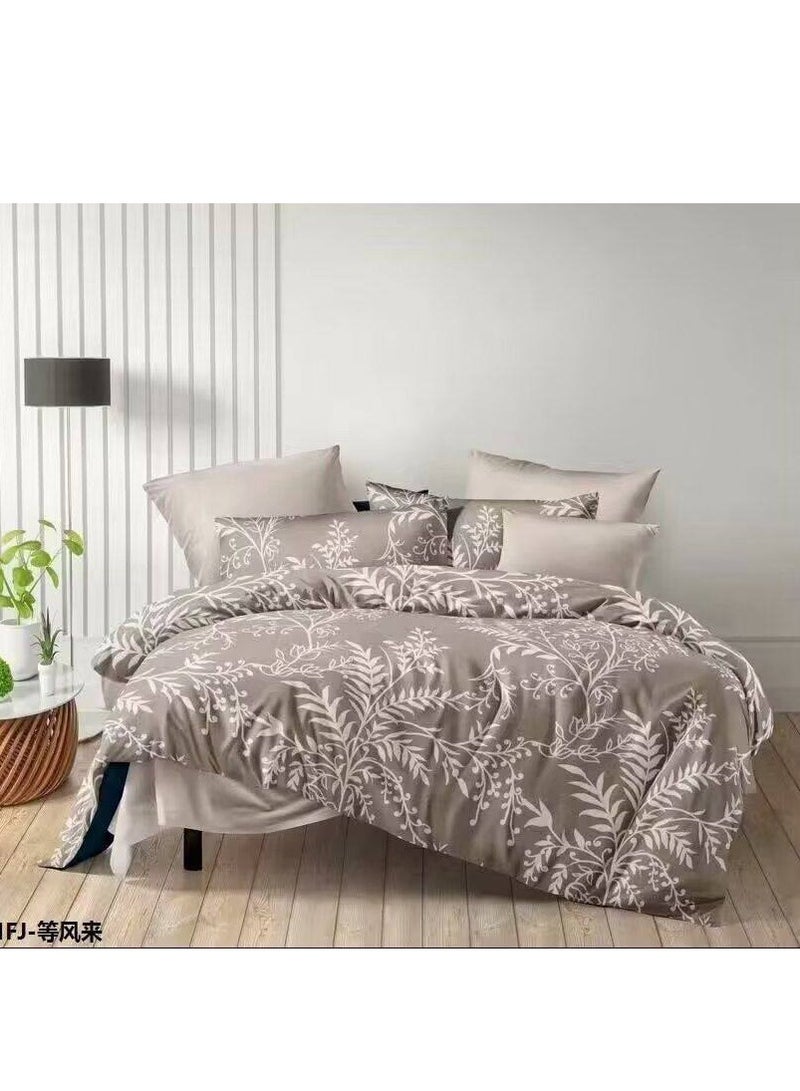 BAIG Pattern of Geometric  Bed Sheets Full Brown Plaid Quilt Cover Bedding Set Quilt Cover, Blanket Cover, Sheet, Double King Bed Cover