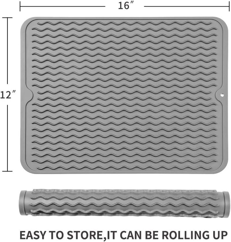 Curated Cart Dish Drying Mat Silicone Mat for Kitchen Counter, Heat Resistant Waterproof Kitchen Mat for Drying Utensils, Food Grade Foldable 40 x 30 cm - Image 2