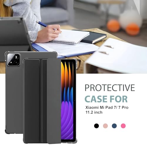 MOCA Case for Xiaomi Mi Pad 8/8 Pro Mi Pad 7/7 Pro 11.2 Inch Tablet, Magnetic Flip Stand Cover with Stylus Holder, Transparent Back, Auto Wake/Sleep, Slim Shockproof Protective Shell Black - Image 2