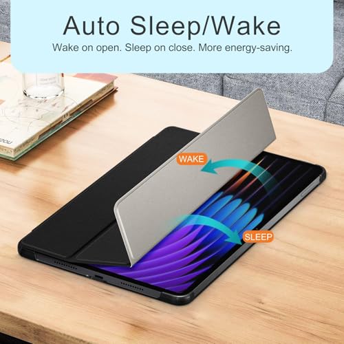 MOCA Case for Xiaomi Mi Pad 8/8 Pro Mi Pad 7/7 Pro 11.2 Inch Tablet, Magnetic Flip Stand Cover with Stylus Holder, Transparent Back, Auto Wake/Sleep, Slim Shockproof Protective Shell Black - Image 4