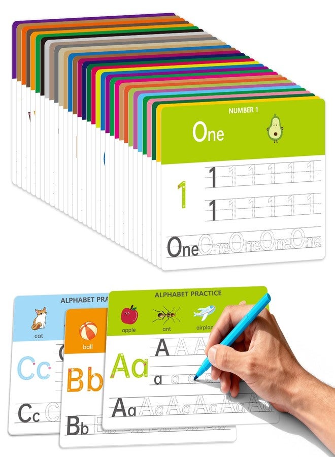 LUHEAGU Dry Erase Alphabet & Number Practice Boards for Kids - A-Z Letters & Numbers 1-10, 18 Double-Sided Reusable Sheets (36 Pages), 11x8.5, Preschool, Kindergarten & Homeschool Writing Practice Tool - Image 1