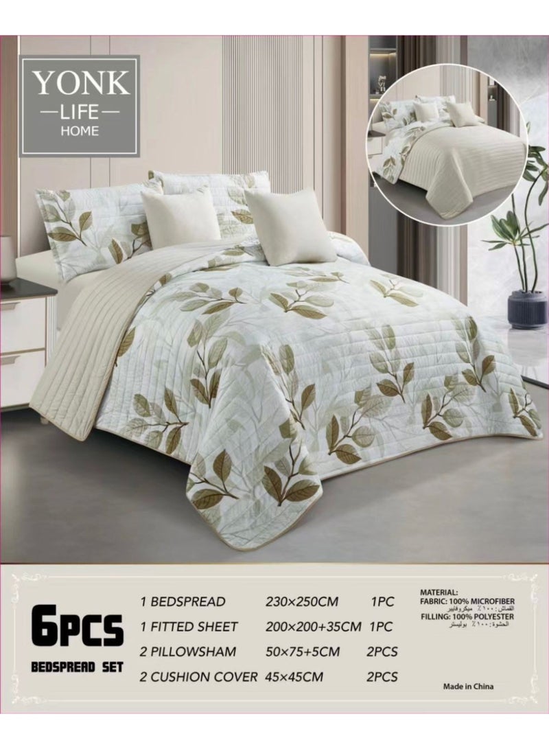 مفرش مزدوج من مايكروفايبر، يناسب سرير بحجم 200 سم × 200 سم، 6 قطع ، قابل للاستخدام من الوجهين