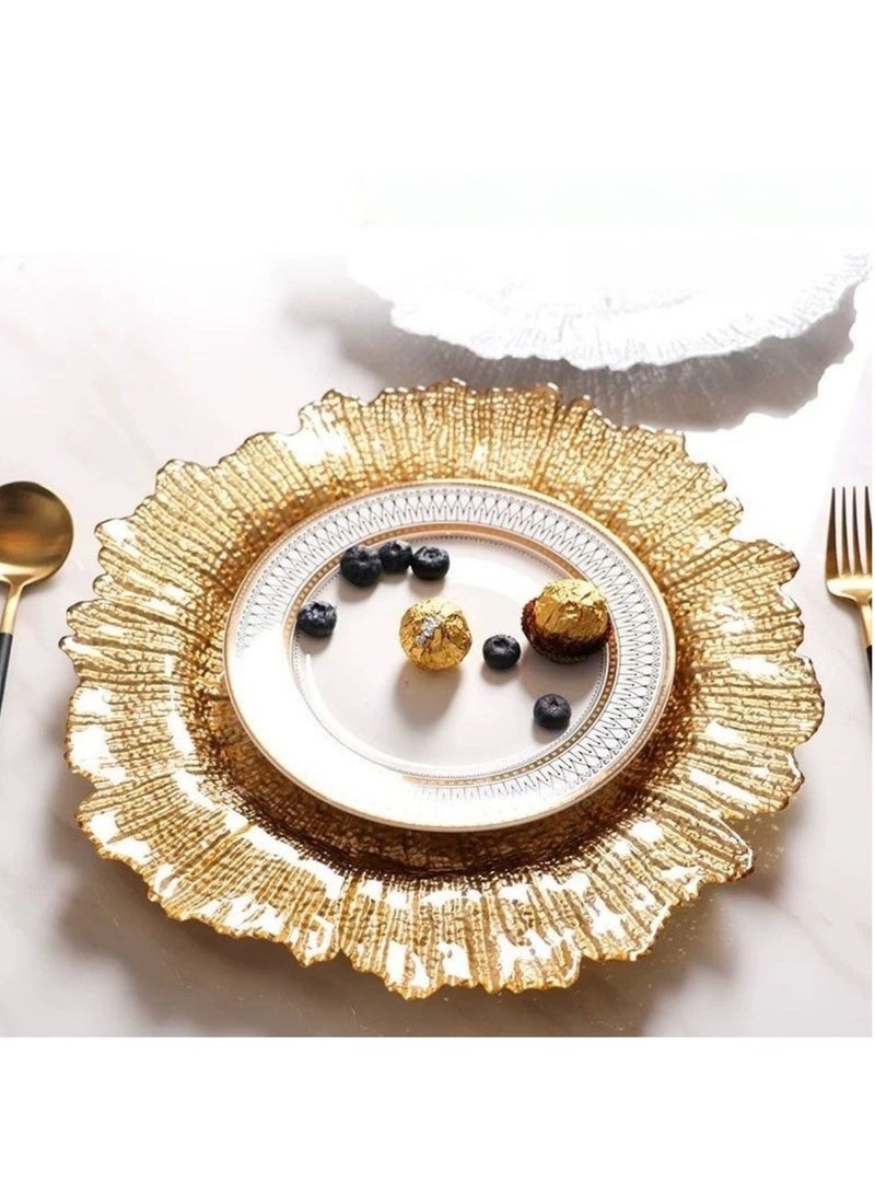 6PCS Gold Charger Plates – 12.5 Inch Plastic Reef Plate Chargers for Dinner Plates, Wedding, and Elegant Décor Place Settings  - Image 5