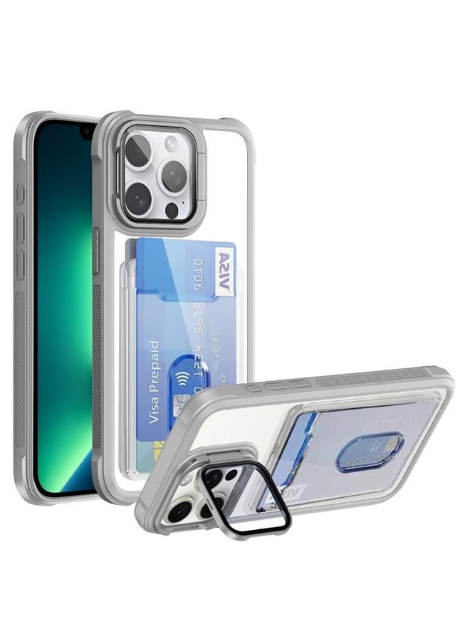 زبون جراب لهاتف iPhone 13 Pro Max مع حامل بطاقات من مادة TPU الهجينة الأكريليكية - Image 1