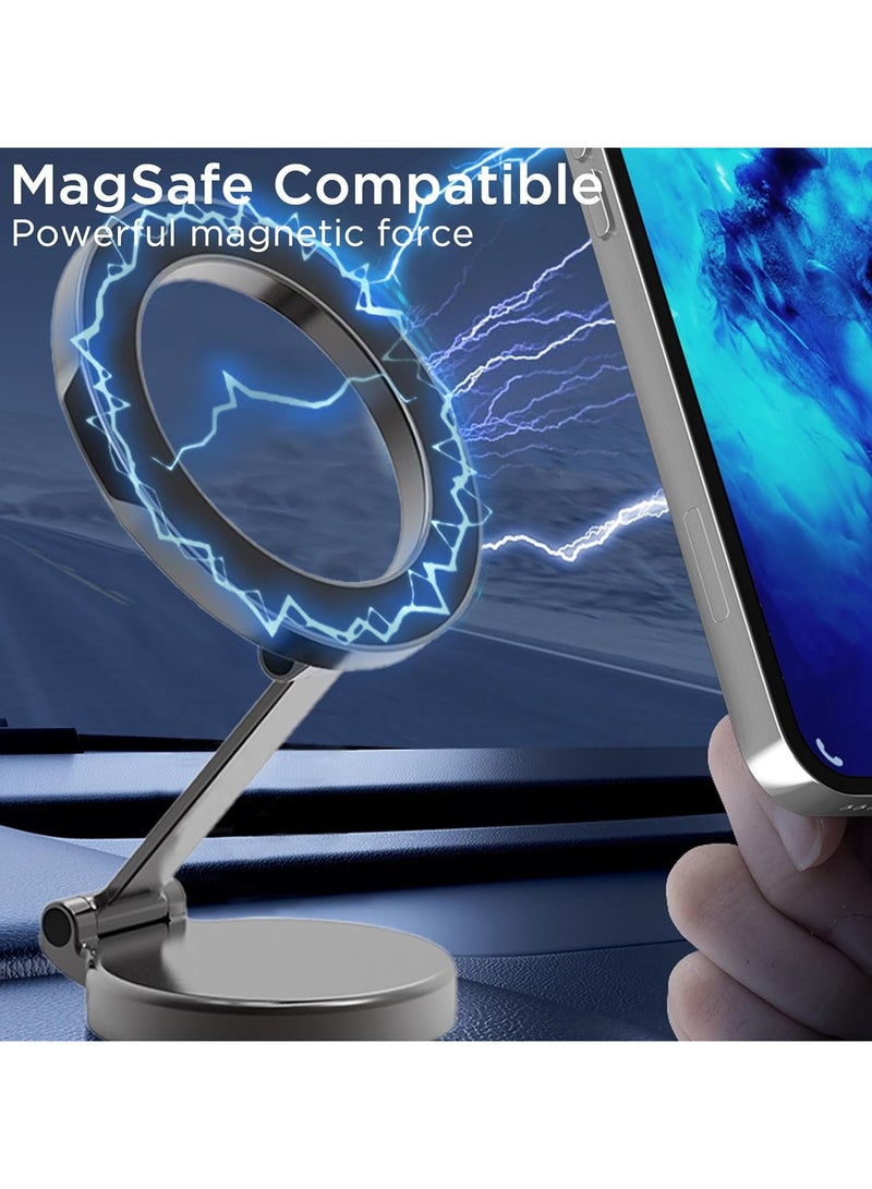 MagSafe Car Mount, Compatible with MagSafe Car Holder, Foldable Dashboard Magnetic Phone Holder Mount for iPhone 15/14/13/12 Series (Black)  - Image 2