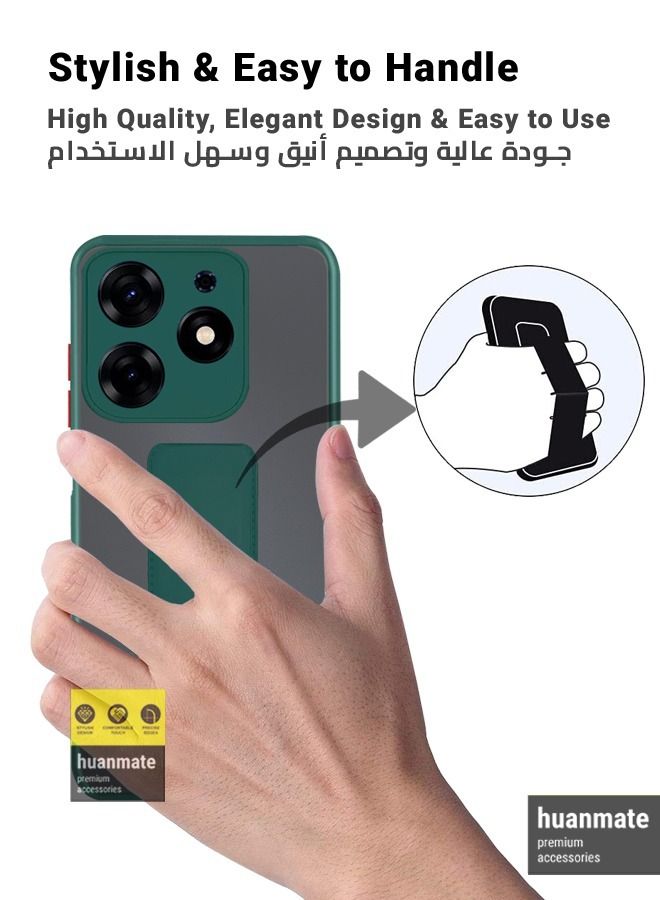huanmate Premium Case Cover With Magnetic Hand Grip Holder And Kickstand For Tecno Spark 10 Pro Green - Image 3