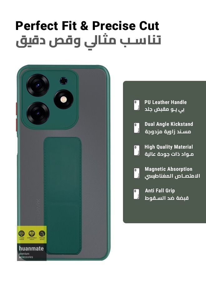 huanmate Premium Case Cover With Magnetic Hand Grip Holder And Kickstand For Tecno Spark 10 Pro Green - Image 2