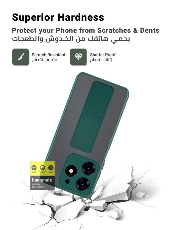 huanmate Premium Case Cover With Magnetic Hand Grip Holder And Kickstand For Tecno Spark 10 Pro Green - Image 4