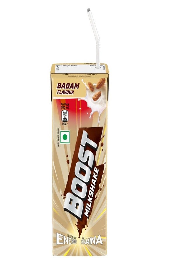 Boost Badam Milkshake 180ml, Ingredients include Almond, Vitamins & Minerals, - Image 1