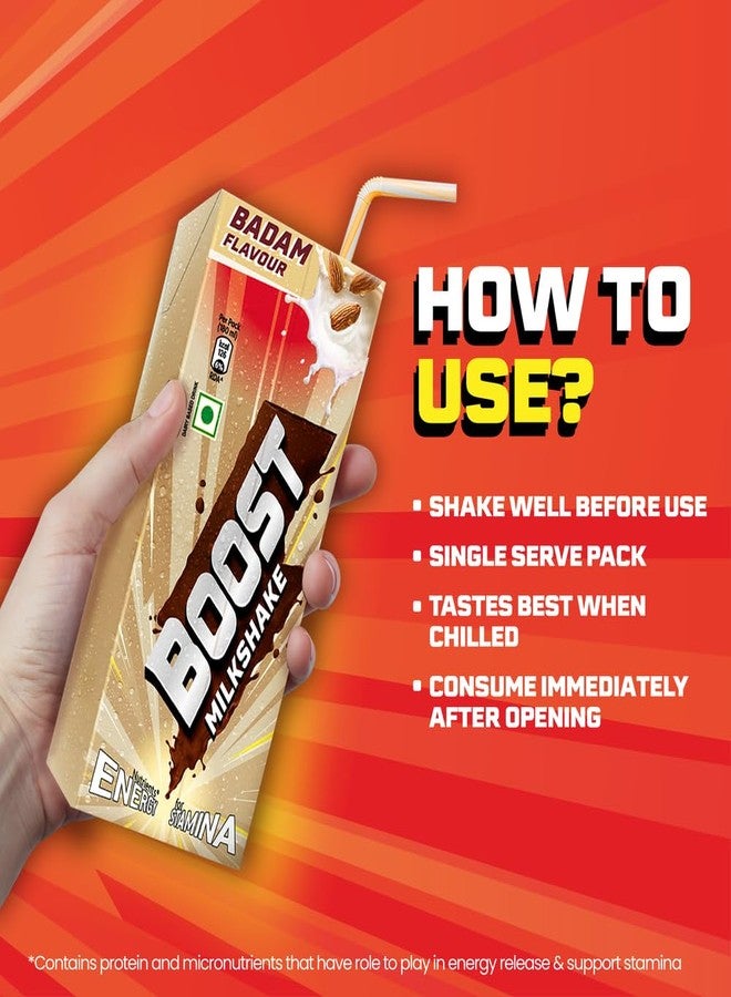 Boost Badam Milkshake 180ml, Ingredients include Almond, Vitamins & Minerals, - Image 3