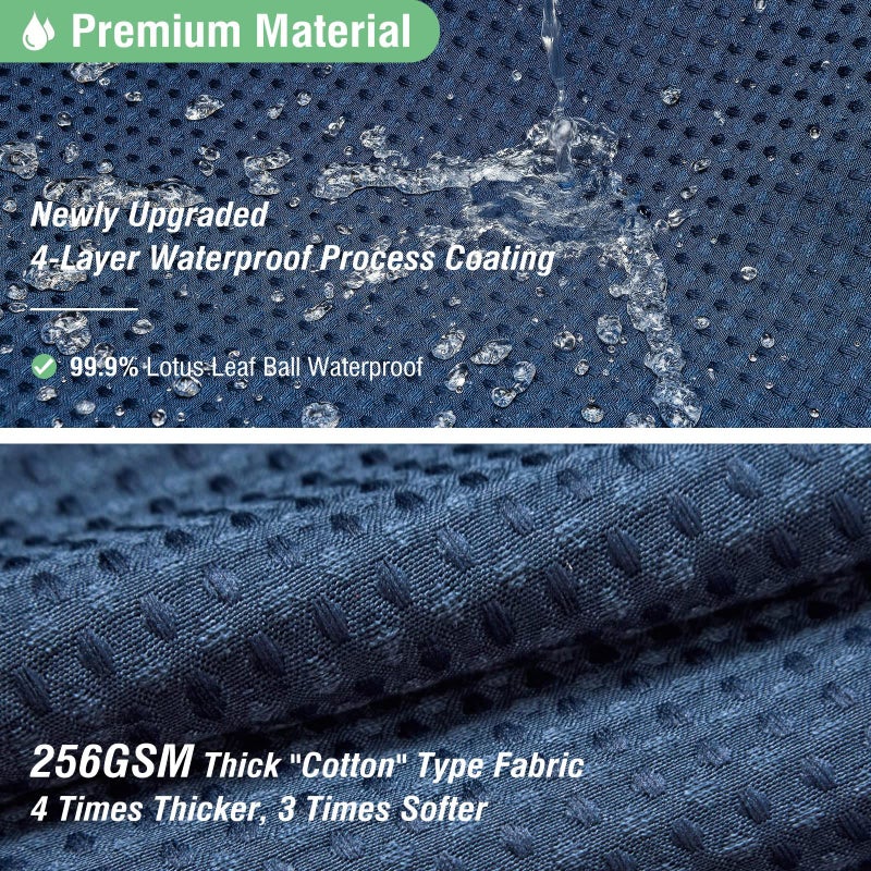 Dynamene Extra Long Shower Curtain,84 Inch Long Waffle Weave Weighted Thick Cloth Bathroom Shower Curtain, Neutral Heavy Duty Hotel Bath Curtain Set with 12 Plastic Hooks,72x84,Navy Blue - Image 4