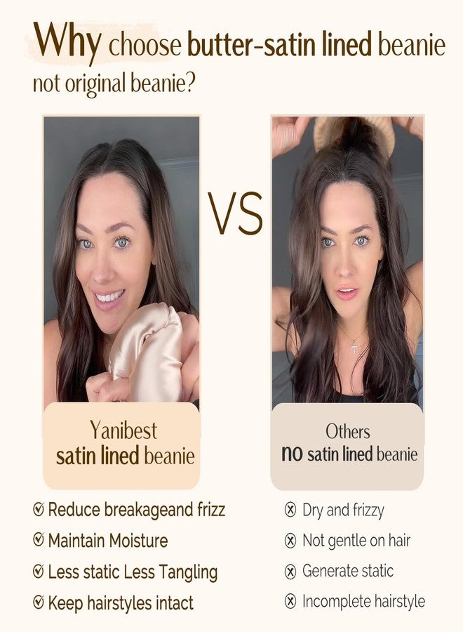يانيبست قبعة صوفية مبطنة بالساتان من ياني بيست، قبعات شتوية دافئة للنساء، قبعة صوفية كلاسيكية فضفاضة، أسود - Image 3