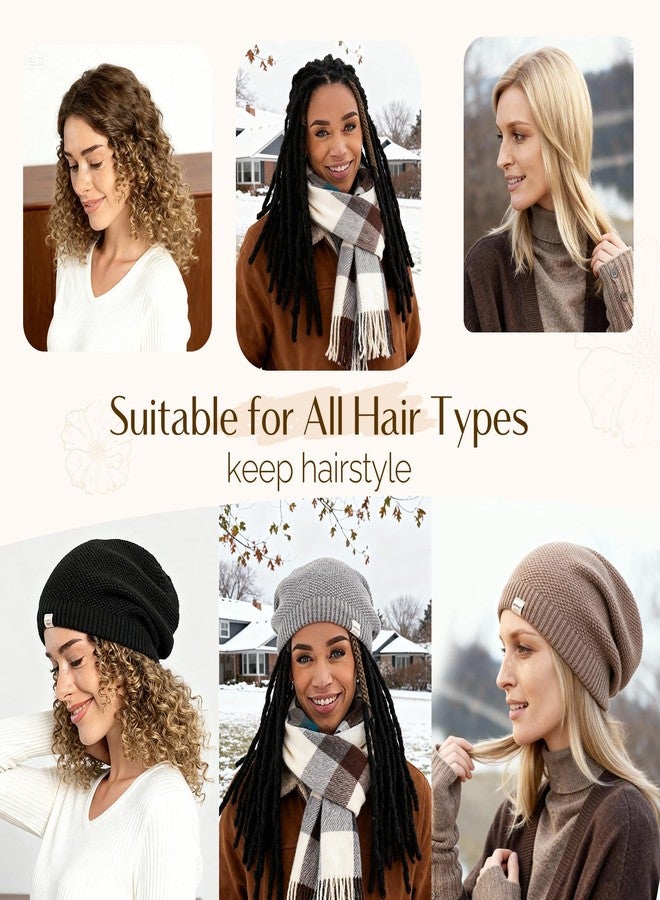 يانيبست قبعة صوفية مبطنة بالساتان من ياني بيست، قبعات شتوية دافئة للنساء، قبعة صوفية كلاسيكية فضفاضة، أسود - Image 5