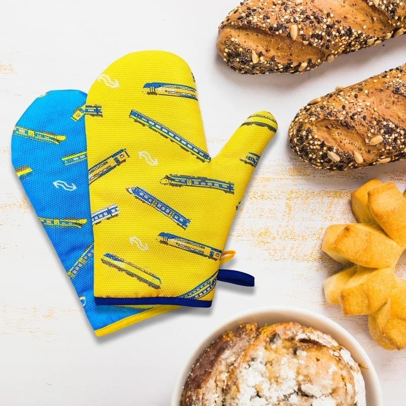 Magic Lady Double Blue Yellow Heat Resistant Oven Mitts 30X20 cm