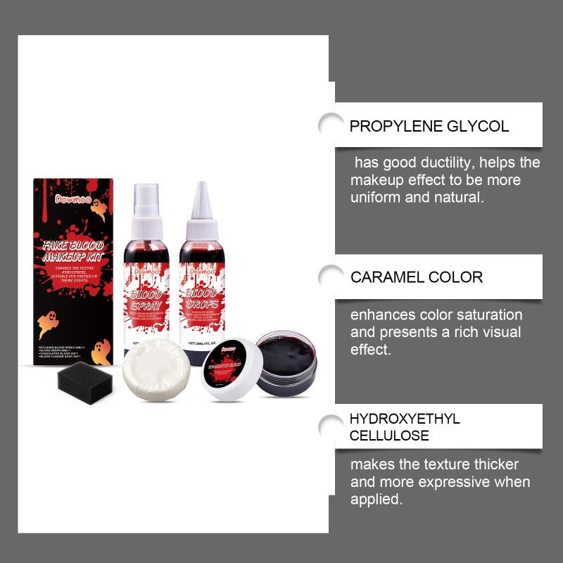 Dowmoo Halloween Fake Blood Makeup Set, Fun Makeup Simulation Liquid Drops, Makeup Simulation Props Set - Image 5