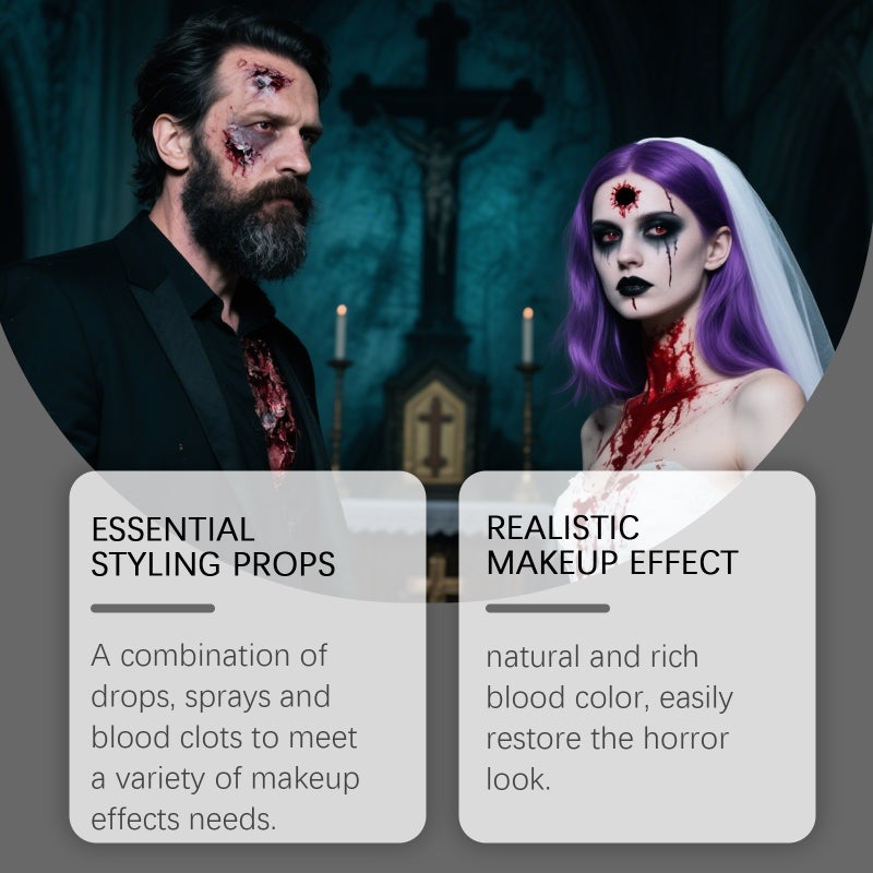 Dowmoo Halloween Fake Blood Makeup Set, Fun Makeup Simulation Liquid Drops, Makeup Simulation Props Set - Image 3